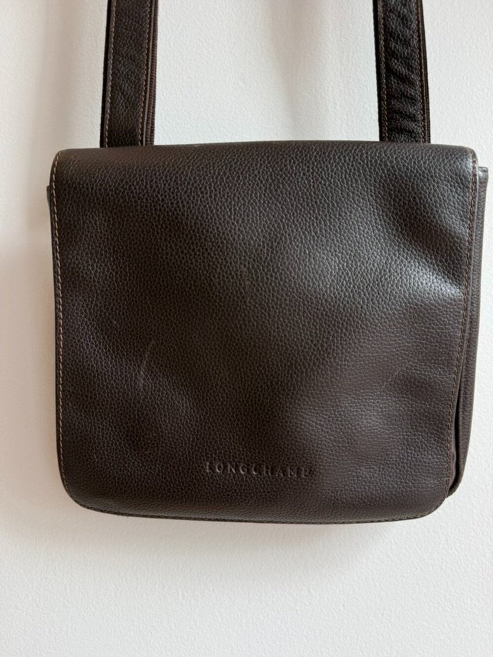 Brown Leather Messenger Bag | Longchamp